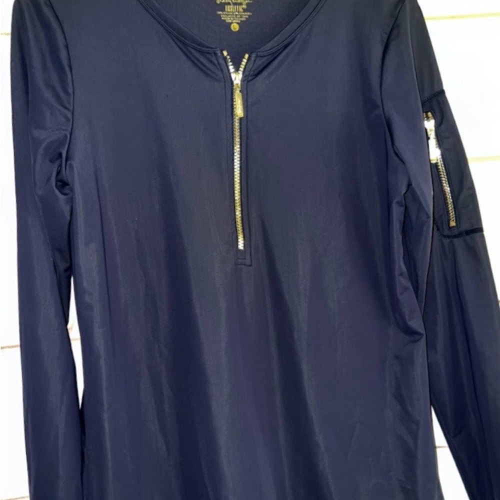 Lilly Pulitzer Navy long sleeve Rashguard Swim Top NWOT sz L